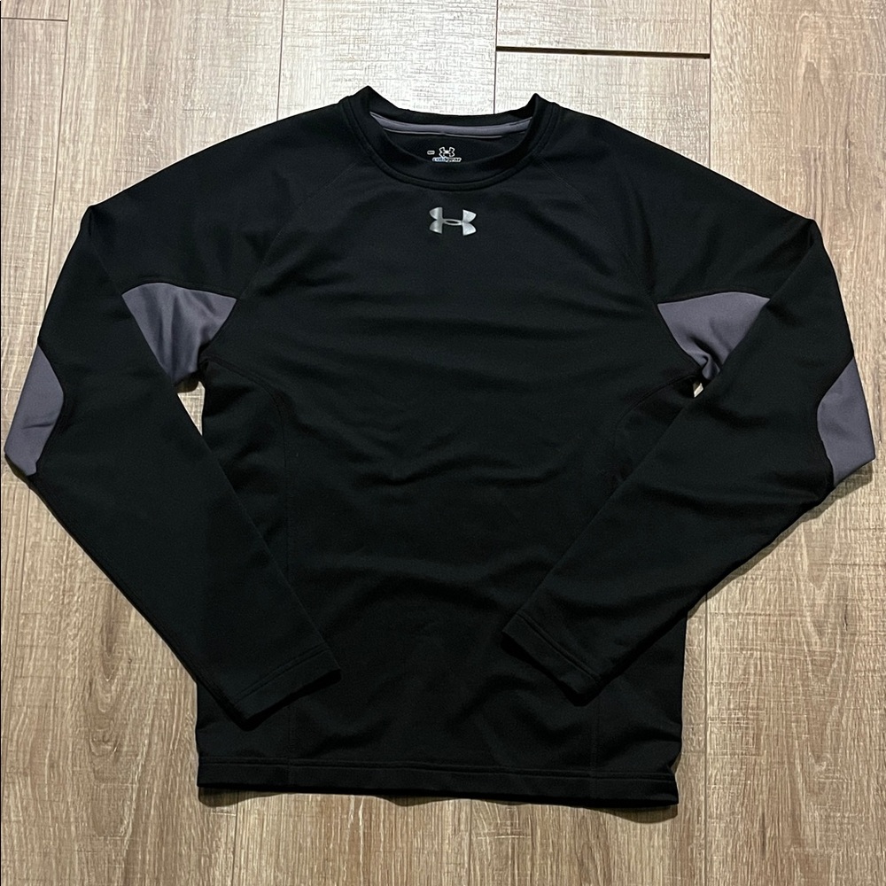 Men’s Under Armour Coldgear Black Long Sleeve Tee with Gray Accents Size S